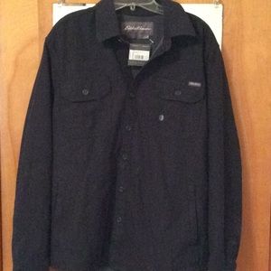 Men’ Medium Eddie Bauer Fleece Lined Shirt-Navy